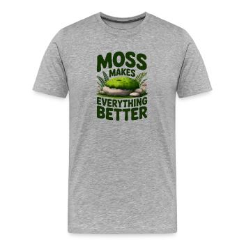 La mousse rend tout meilleur, meuglements - T-shirt bio Premium Homme - gris chiné - Devant - Damien (186cm)