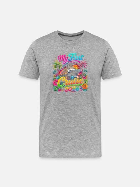Meine erste Kreuzfahrt 2026 - Männer Premium Bio T-Shirt - Grau meliert