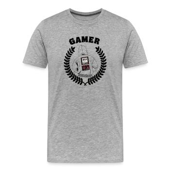 Gameboy Gamer - Männer Premium Bio T-Shirt - Grau meliert - Vorne - Damien (186cm)