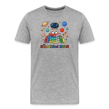 Astronaut im Lernstack 2026 - Männer Premium Bio T-Shirt - Grau meliert - Vorne - Damien (186cm)