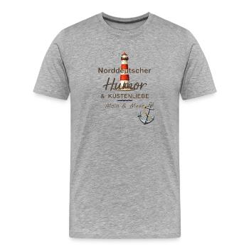 Norddeutscher Humor & Moin & Meer |  - Männer Premium Bio T-Shirt - Grau meliert - Vorne - Damien (186cm)