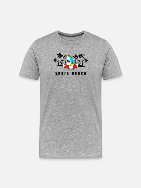 Schwimmender Hai am Rettungsring - Männer Premium Bio T-Shirt - Grau meliert