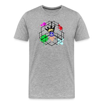 Couronne de graffiti néon - T-shirt bio Premium Homme - gris chiné - Devant - Damien (186cm)