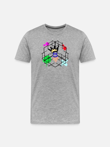 Neon-Graffiti-Krone - Männer Premium Bio T-Shirt - Grau meliert