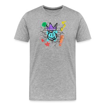 Graffiti dégoulinant sur un mur de briques - T-shirt bio Premium Homme - gris chiné - Devant - Damien (186cm)