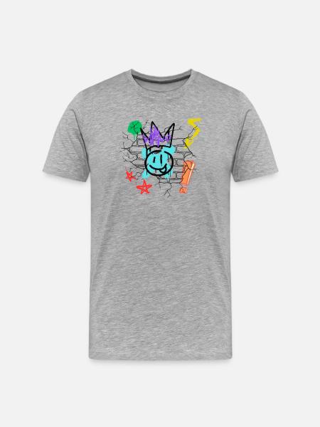 Drippy Graffiti on Brick Wall - Men's Premium Organic T-Shirt - heather grey