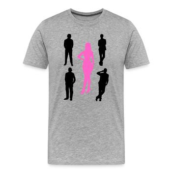 One Woman Four Men - Men's Premium Organic T-Shirt - heather grey - Front - Damien (186cm)