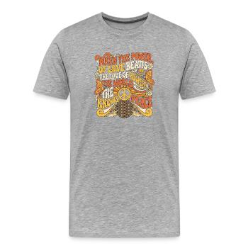 Quand le pouvoir de l’amour, la paix, la liberté, la parole, - T-shirt bio Premium Homme - gris chiné - Devant - Damien (186cm)