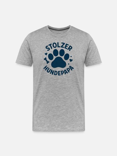 Stolzer Hundepapa Pfoten Logo - Männer Premium Bio T-Shirt - Grau meliert