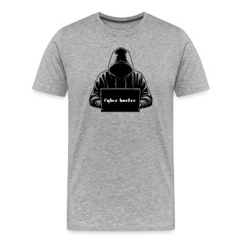 Retro Cyberpunk Hacker Silhouette - Men's Premium Organic T-Shirt - heather grey - Front - Damien (186cm)