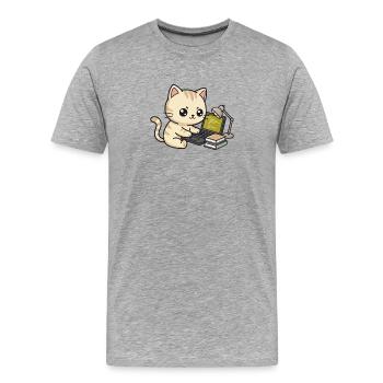 Développeur de chats codeurs mignons - T-shirt bio Premium Homme - gris chiné - Devant - Damien (186cm)