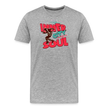 Inner City Soul – Culture de la rue Design graphique - T-shirt bio Premium Homme - gris chiné - Devant - Damien (186cm)