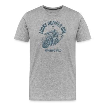 Lucky Number One Running Out - Graphique Freedom - T-shirt bio Premium Homme - gris chiné - Devant - Damien (186cm)