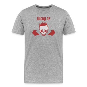 Lucky 07 Road Legend – Vintage Outlaw Design - T-shirt bio Premium Homme - gris chiné - Devant - Damien (186cm)