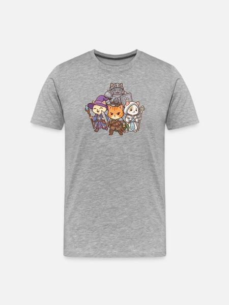 Cats Party RPG Gaming Kawaii - Men's Premium Organic T-Shirt - heather grey