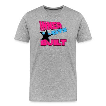 Centre-ville construit – Solidité urbaine et fierté urbaine - T-shirt bio Premium Homme - gris chiné - Devant - Damien (186cm)