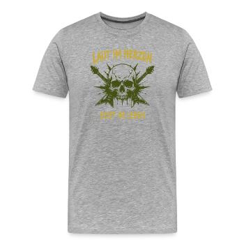 Laut im Herzen – Echt im Leben - Männer Premium Bio T-Shirt - Grau meliert - Vorne - Damien (186cm)