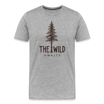 Randonnée - La nature des Attentes - T-shirt bio Premium Homme - gris chiné - Devant - Damien (186cm)