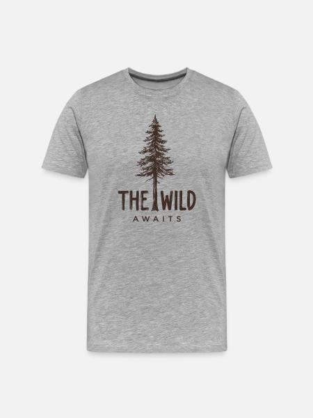 Hiking - The Wild Awaits - Men's Premium Organic T-Shirt - heather grey