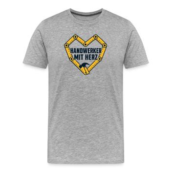 Handwerker mit Herz – Zollstockherz - Männer Premium Bio T-Shirt - Grau meliert - Vorne - Damien (186cm)