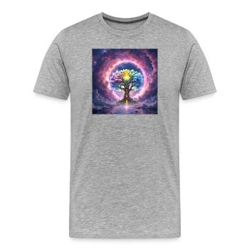 Arbre chromatique dans l’halo stellaire - T-shirt bio Premium Homme - gris chiné - Devant - Damien (186cm)