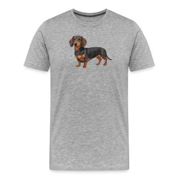 Dackel - Männer Premium Bio T-Shirt - Grau meliert - Vorne - Damien (186cm)