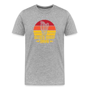 Harmoniciste drôle de musique de blues harpe diva harmonica - T-shirt bio Premium Homme - gris chiné - Devant - Damien (186cm)