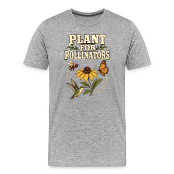 Don de jardin pour pollinisateurs - T-shirt bio Premium Homme - gris chiné - Devant - Damien (186cm)