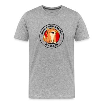 Leicht von Katzen ablenkbar - Männer Premium Bio T-Shirt - Grau meliert - Vorne - Damien (186cm)