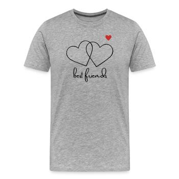 Silhouette noire avec un cœur rouge I Meilleurs amis - T-shirt bio Premium Homme - gris chiné - Devant - Damien (186cm)