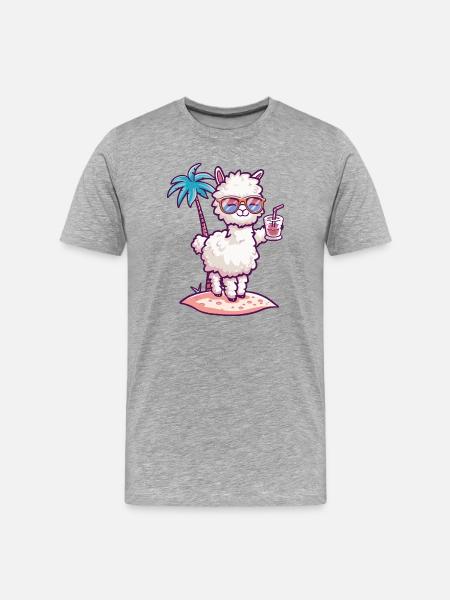 Alpaka Llama Sommer Urlaub - Männer Premium Bio T-Shirt - Grau meliert