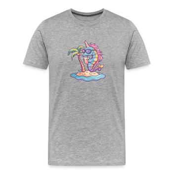 Vacances d’été Seahorse - T-shirt bio Premium Homme - gris chiné - Devant - Damien (186cm)