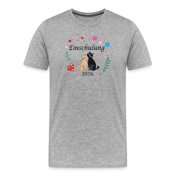 Einschulung 2026  - Männer Premium Bio T-Shirt - Grau meliert - Vorne - Damien (186cm)