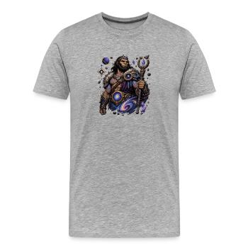 Magicien Guerrier Cosmique - T-shirt bio Premium Homme - gris chiné - Devant - Damien (186cm)
