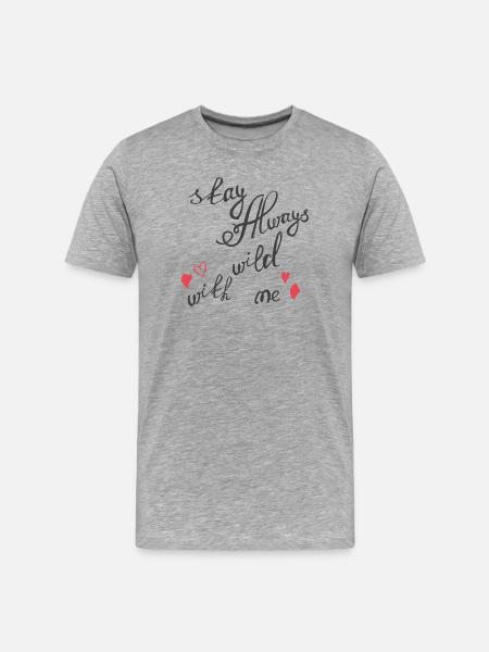Bliv vild og elsket med hjerter - Herre Premium T-shirt økologisk - grå meleret