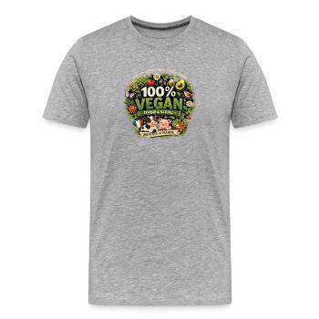 100% Vegan Ethique et Naturel - T-shirt bio Premium Homme - gris chiné - Devant - Damien (186cm)
