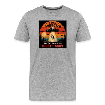 Vache enlevée OVNI Retro Tee - T-shirt bio Premium Homme - gris chiné - Devant - Damien (186cm)