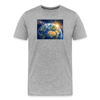 Terre au lever du soleil - T-shirt bio Premium Homme - gris chiné - Devant - Damien (186cm)