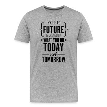 Ton avenir créé aujourd’hui Chemise en disant - T-shirt bio Premium Homme - gris chiné - Devant - Damien (186cm)