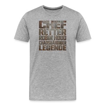 Légende du Sauveur en chef Robin des Bois - T-shirt bio Premium Homme - gris chiné - Devant - Damien (186cm)