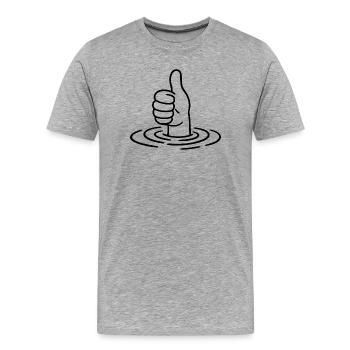 Daumen hoch - Thumbs up - Hand Wasser Wellen - Männer Premium Bio T-Shirt - Grau meliert - Vorne - Damien (186cm)