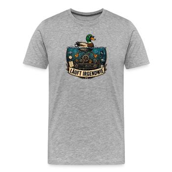Funny Duck Stress Machine Shirt - Männer Premium Bio T-Shirt - Grau meliert - Vorne - Damien (186cm)