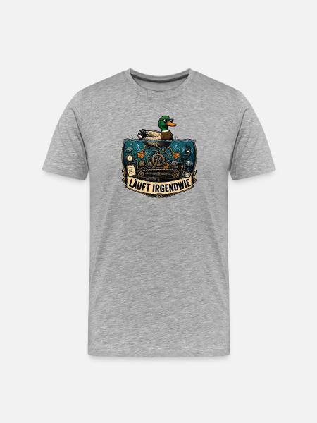 Funny Duck Stress Machine Shirt - Männer Premium Bio T-Shirt - Grau meliert
