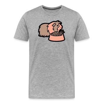 Mains de cochon d’Inde nourrissant un rongeur domestique. - T-shirt bio Premium Homme - gris chiné - Devant - Damien (186cm)