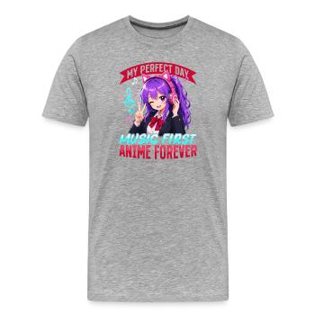 Anime et musique Chibi - T-shirt bio Premium Homme - gris chiné - Devant - Damien (186cm)