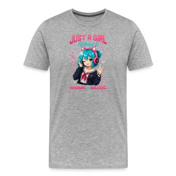 Anime et musique Chibi - T-shirt bio Premium Homme - gris chiné - Devant - Damien (186cm)