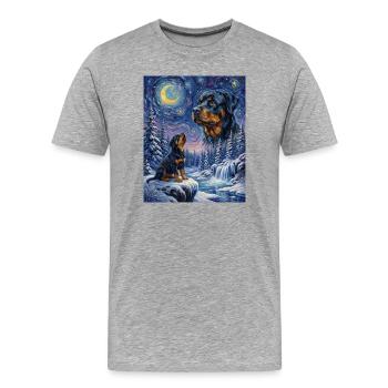 Hurler vers la Lune Affenpinscher - T-shirt bio Premium Homme - gris chiné - Devant - Damien (186cm)