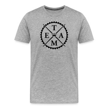 team- - Männer Premium Bio T-Shirt - Grau meliert - Vorne - Damien (186cm)