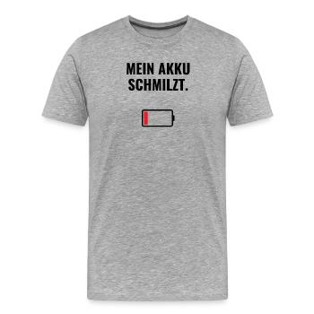 Mein Akku schmilzt. - Männer Premium Bio T-Shirt - Grau meliert - Vorne - Damien (186cm)