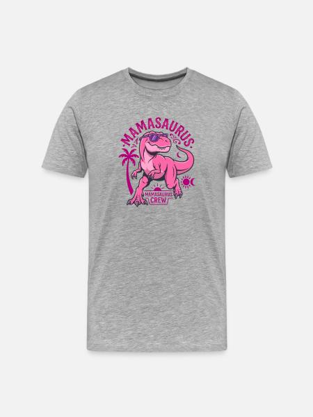 Mamasaurus Crew T-Rex Pink Dinosaur Mom - Men's Premium Organic T-Shirt - heather grey